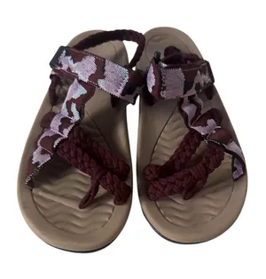 MEGNYA Braided Strap Sandals in Burgundy and Light Pink EUC thumbnail 1