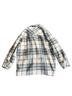 Bohme Plaid Flannel Shacket Shirt Jacket Snap Down Button Pockets Medium Women's thumbnail 9