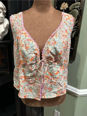 American Eagle Outfitters Orange & Pink Floral Tank Top – NWT – Size XL thumbnail 1