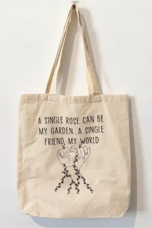 Tote Bag Travel Friendship Book Bag Shopping Gift‎ Garden Rose Cotton Art Earthy thumbnail 1