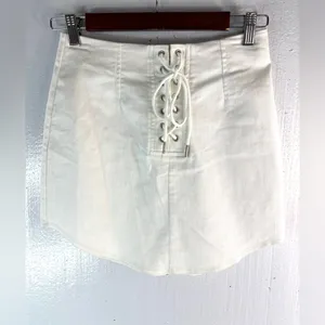 Forever 21 S Denim Lace-Up Mini Skirt in White thumbnail 5