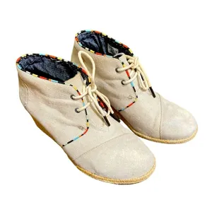 TOMS Desert Wedge Espadrille Canvas Shoes in Whisper - Size 8 thumbnail 13