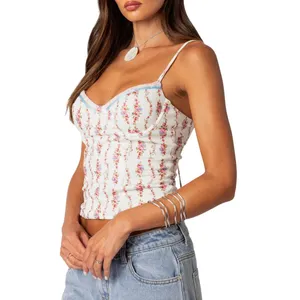 Edikted Indira Floral Lace-Up Corset Camisole Tank Top Large Coquette thumbnail 3