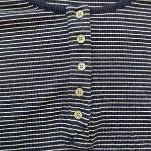 J. Crew Navy and White Striped Scoop Neck Ribbed Long Sleeve Henley thumbnail 12