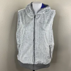 Patagonia Deep Pile Fuzzy Soft Cozy Full Zip Vest Women’s Sz XL Gray thumbnail 2