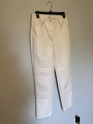 ARITZIA | Wilfred Melina Faux Leather Cream High-Waist Straight Leg Pants - 6 thumbnail 2