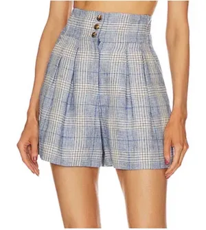 Veronica Beard Alicia Plaid High Rise Wool Linen Blend Shorts NWT Size 4 thumbnail 1