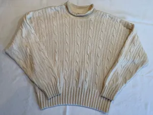 LIZWEAR Vintage Classic Cream Cable Knit Women’s Sweater Size Large thumbnail 1