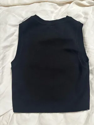 Zara Black Sleeveless Knit Crew Neck Sweater Vest Top Size M Minimalist thumbnail 6