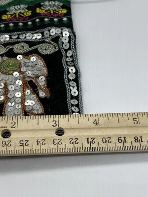 Sequin Elephant Crossbody Bag Womens Mini Black Boho Tribal Festival Zip Bells thumbnail 5