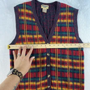 Vtg M Medium Sweater Knit Vest Womens Retro Granny Grandmacore Retro Boho V-Neck thumbnail 7