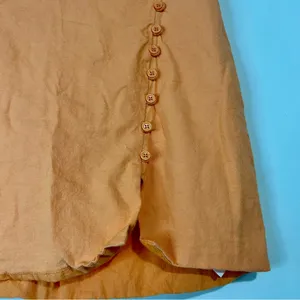 Blue Rain X Francesca’s Women’s Linen Blend Button Detail Mini Skirt Orange Med thumbnail 2