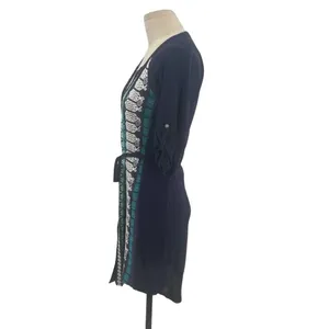 Anthropologie Tiny‎ Nadia Shirt Dress Button Embroidered Navy Blue Teal Size XS thumbnail 7