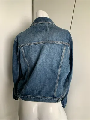 Banana Republic women’s Large blue denim snap-up jean jacket thumbnail 4