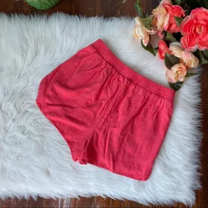 Linen Blend Pull On Shorts Coral Hibiscus by Wild Fable Size Small thumbnail 3