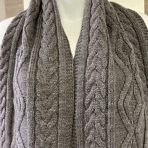 Source Unknown Dark Gray Cable knit Winter Acrylic Scarf- Unisex thumbnail 5