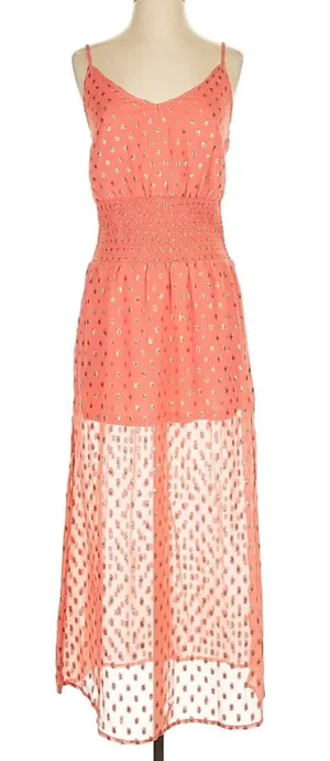 NSR Coral Maxi Dress with Metallic Dot Accents thumbnail 1