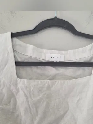 Mable White Linen Blend Boxy Crop Top thumbnail 2