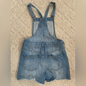 Women's Madewell Denim Overalls Shorts Size S Blue thumbnail 2