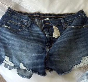 Aerie Distressed Blue Jean Shorts thumbnail 1