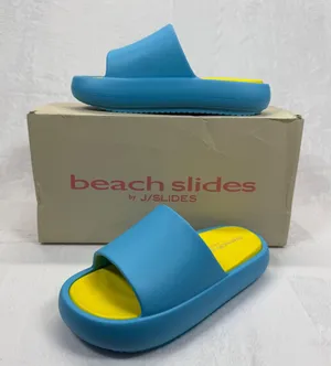 J/Slides Beach Slides Sandals Turquoise Yellow Squish Slides Size 7‎ thumbnail 1