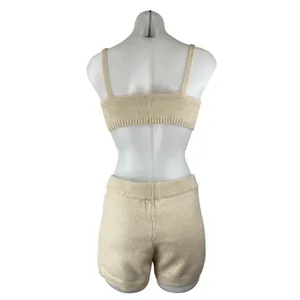 Princess Polly Beige Cream Knit Sleeveless Brami Crop Top Shorts 2 Pc Set Size S thumbnail 4
