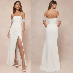 Lulus Profound Glamour Ivory Pearl Off-the-Shoulder Tulip Maxi Dress Bridal Sz M thumbnail 2
