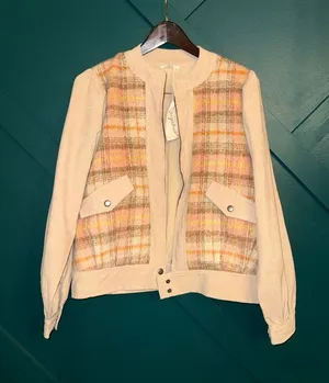 Mystree Cream Jacket with Pastel Plaid Front thumbnail 1