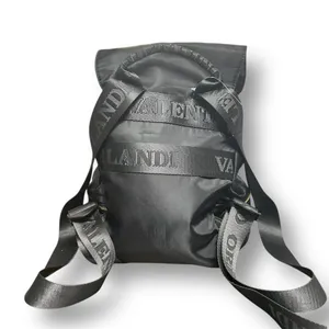 Valentino Orlandi‎ Black Vegan Nylon Backpack w/ Pouch Logo Gold Hardwarware NWT thumbnail 4
