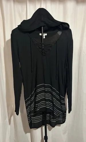 Billabong Black Striped Swim Cover Up With Hood size S thumbnail 1