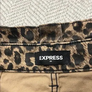 Express Leopard Print Paperbag Waist Shorts - Brown/Black thumbnail 2