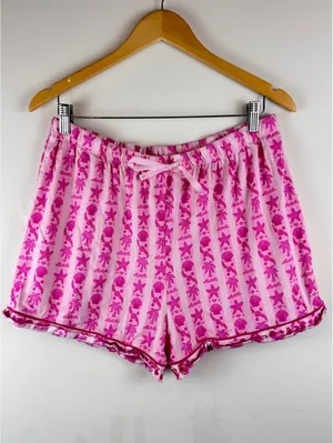 Pink Palm Puff Blush Bay Pajama Set Pink Supima Cotton Shorts Top XL thumbnail 9