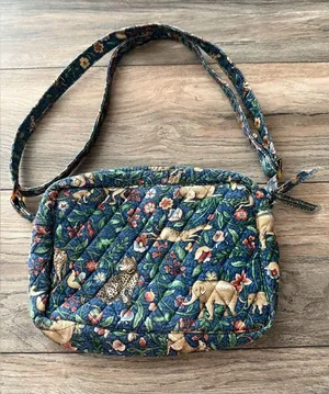 Vera Bradley Animal Kingdown Crossbody Purse Bag Quilted 90s Vintage Blue thumbnail 3