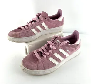 Adidas Campus Mens 5 Womens 6 00s Pink and White Suede Low Top Sneakers thumbnail 1