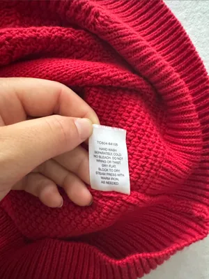 Pendleton Cashmere Cotton Blend Red Cable Knit Crewneck Sweater thumbnail 9