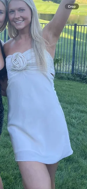 Cotton Candy LA Satin mini dress with rose thumbnail 1