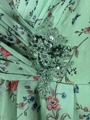 NWT Mint Green Floral High Low Formal Dress Women’s US 8 Wedding Guest Prom thumbnail 4