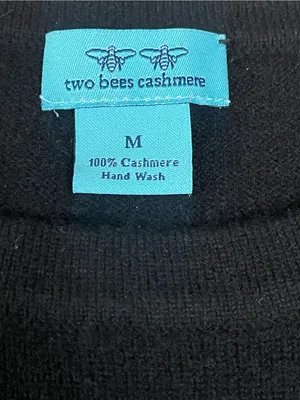 Black Feather-Hem Cashmere Short Sleeve Tee Sweater thumbnail 4