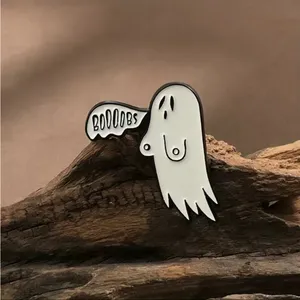 1pc‎ Ghost White Enamel Pin, Brooch Lapel Badge Cartoon Gothic Zinc Alloy Funky thumbnail 3