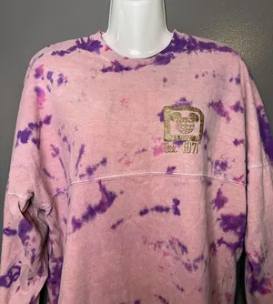 Disney Walt Disney World Spirit Jersey Sweatshirt Womens XS Pink Tie Dye Glitter thumbnail 1