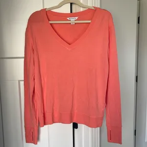 Athleta Sunrise V Neck Sweatshirt‎ Orange V Neck Pullover thumbnail 3