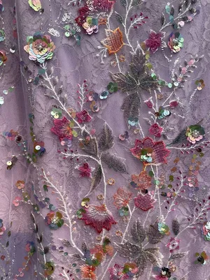 NWOT MAC DUGGAL 69049 Purple Spaghetti Strap Floral Embroidered Trumpet Gown thumbnail 10