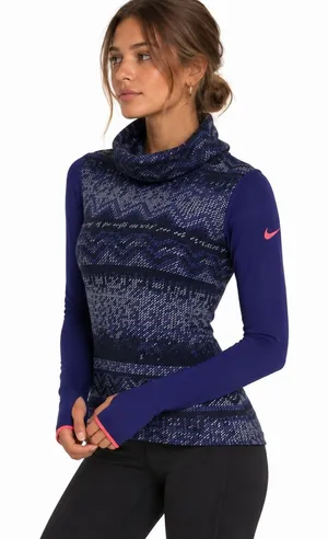 Nike Pro Hyperwarm Nordic Infinity Athletic Top Womens M Purple Funnel Neck thumbnail 1