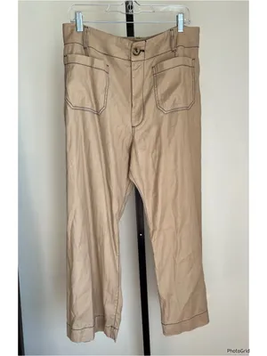 Anthropologie Colette Cropped Wide Leg Pants - Contrast Stitch 32 thumbnail 2