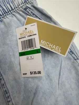 Michael Kors Light Blue Wide-Leg Drawstring Jeans size L thumbnail 5