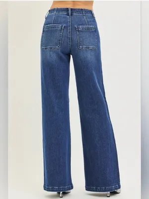 Risen Slant Pocket Wide Leg Jeans Blue Size 26 thumbnail 3