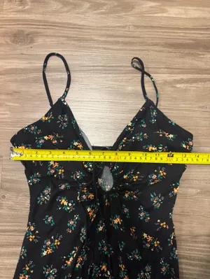 AFRM Cora Keyhole Floral Midi Dress Small Black Ditsy Floral Sold Out $118 thumbnail 7