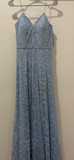 MARINA Light Blue Lace Maxi Dress bridesmaid/prom dress thumbnail 1