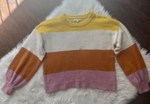 Striped Gladwell Balloon-Sleeve Pullover Sweater thumbnail 5