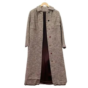 Vintage 1950s Tweed Maxi Coat Small Brown Hand Tailored Dumas California thumbnail 9